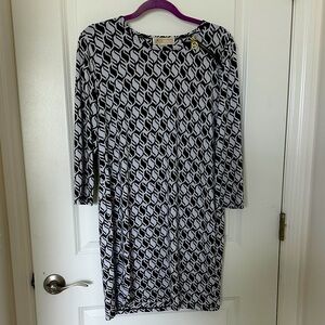 Michael Kors Monochrome Geometric Long Sleeve Dress